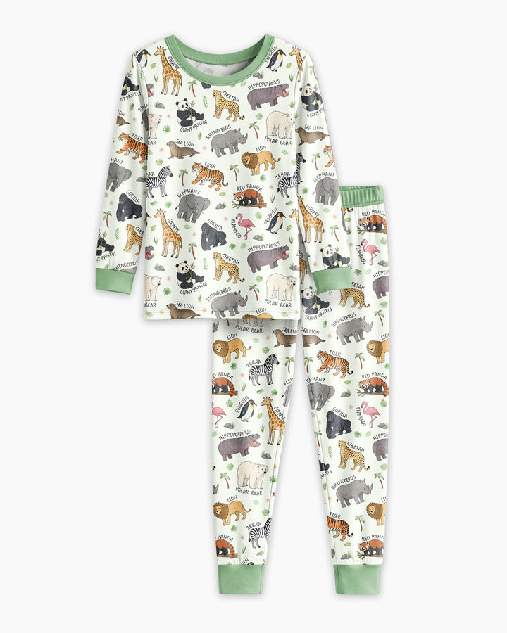 Safari Animals Bamboo Two Piece Long Sleeve Pajama Set