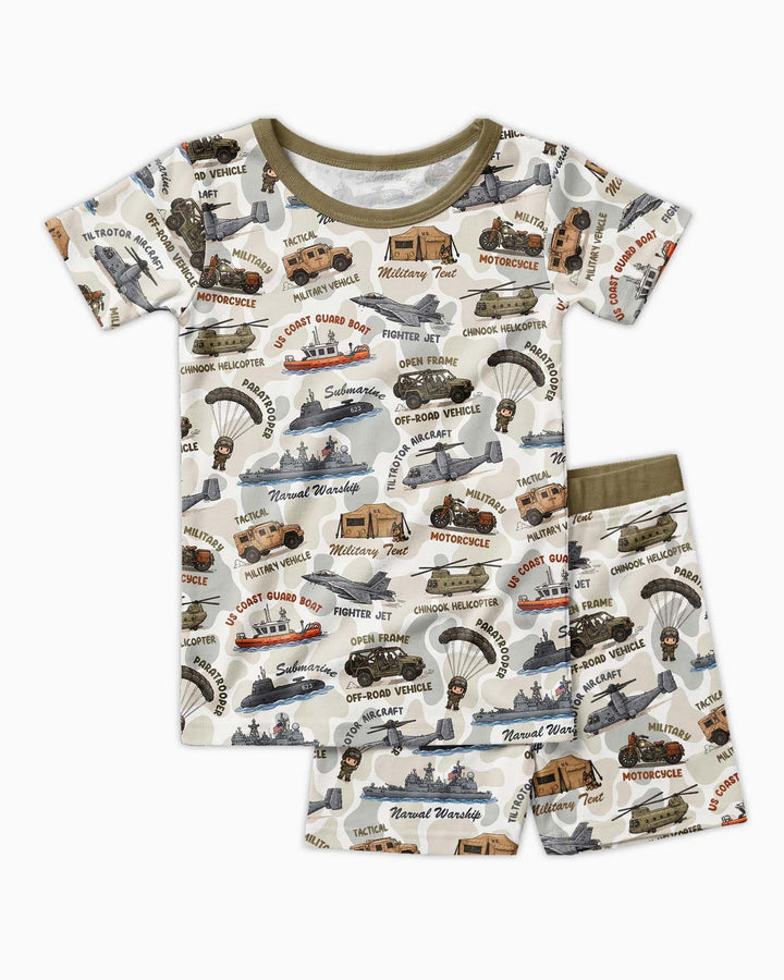 Little Hero Military Family Matching Bamboo Two Piece Short Sleeve Shorts Pajama Set
