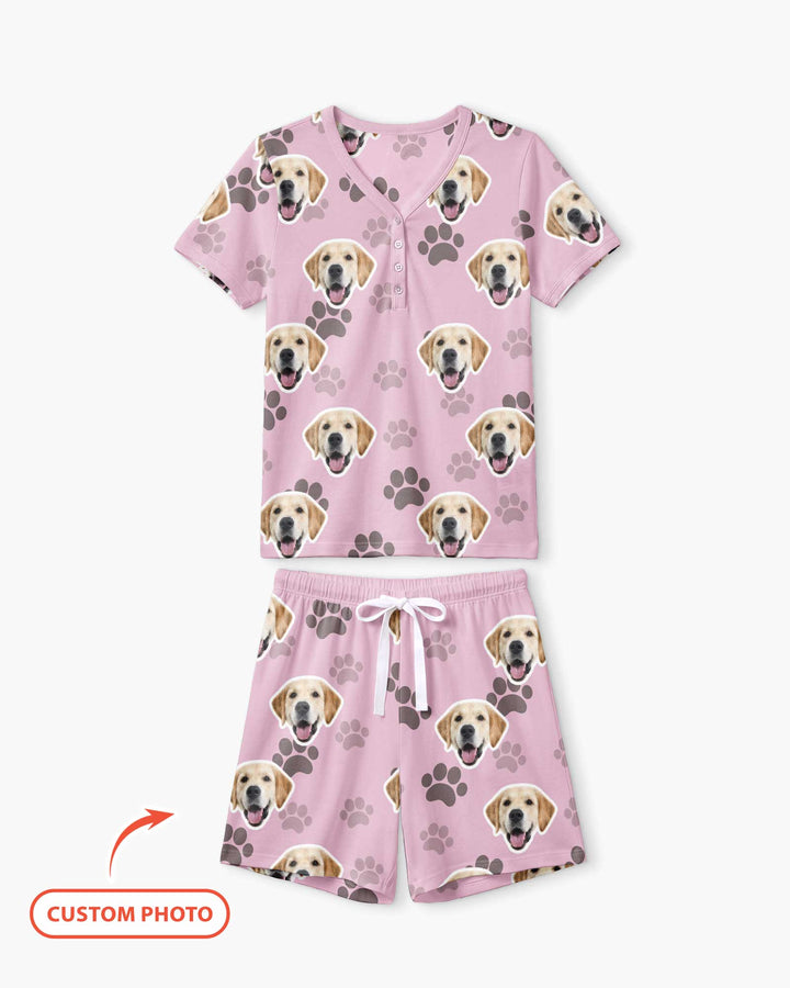Personalized Dog & Cat Photo Bamboo Women Short Sleeve Short Pajama Set
