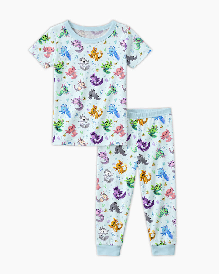 I Love You Axolotl Bamboo Two Piece Short Sleeve Pajama Set