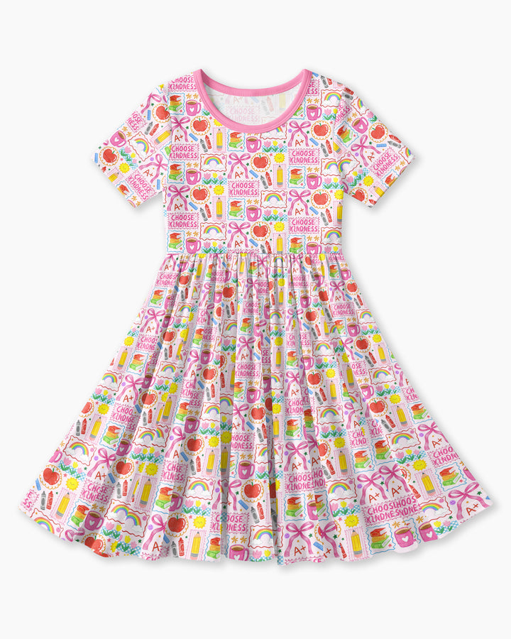 Kindness School Girl Bamboo Twirl Dress
