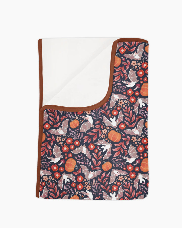 Bat Pumpkin Floral Halloween Bamboo Blanket