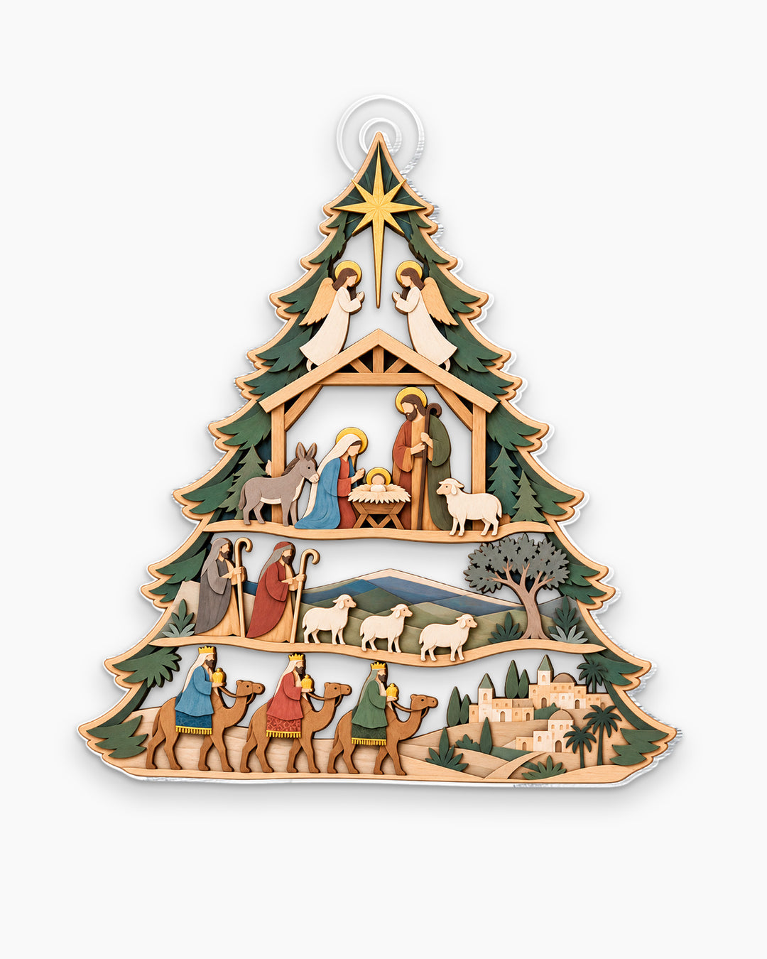 Nativity Scene Tree Acrylic Ornament