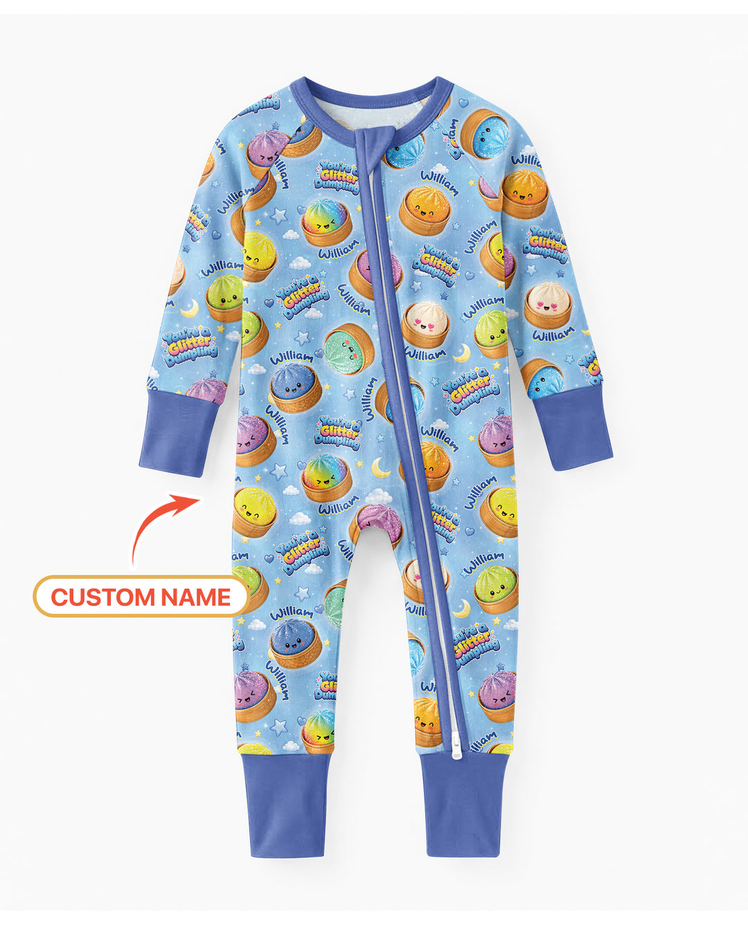 Custom Name You're A Glitter Dumpling Boy Bamboo Convertible Zippy