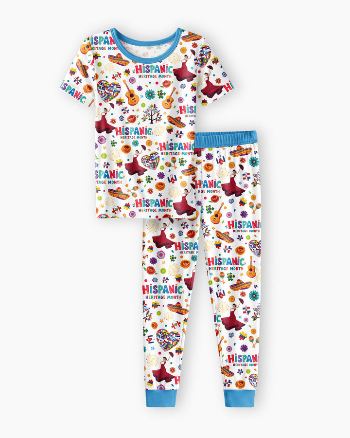 Fiesta Hispanic Heritage Month Bamboo Two Piece Short Sleeve Pajama Set