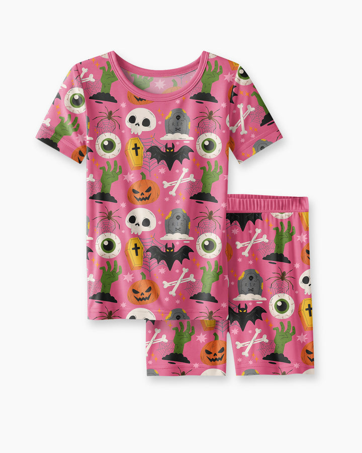Little Monsters Bamboo Two Piece Short Sleeve Shorts Pyjamas Set For Halloween