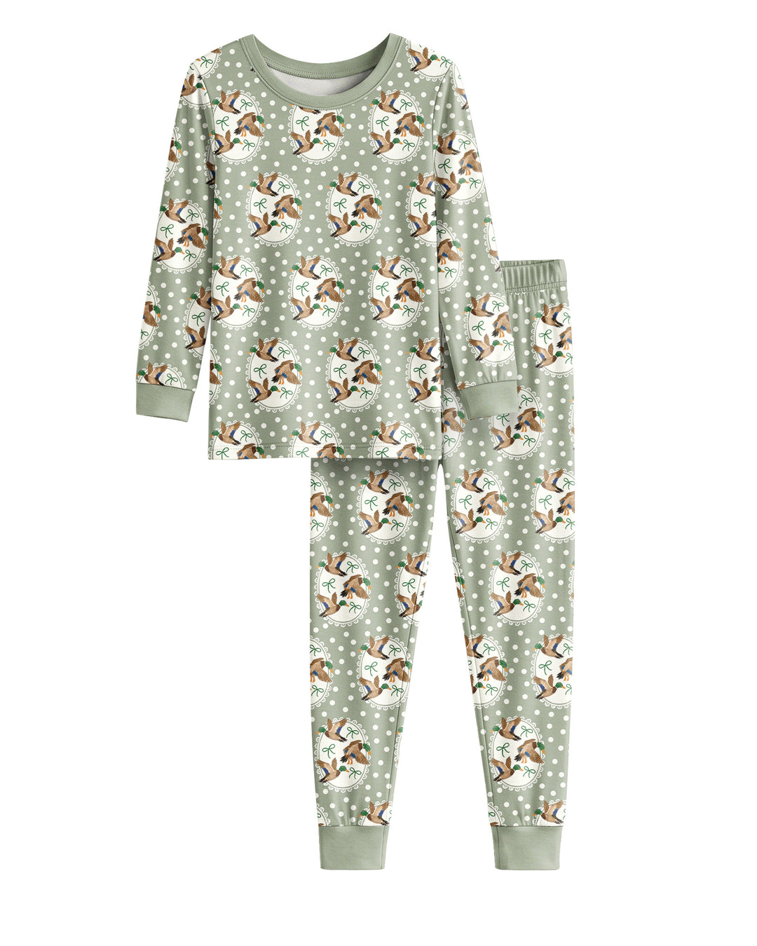Dapper Ducks & Bows Bamboo Two Piece Long Sleeve Pajama Set