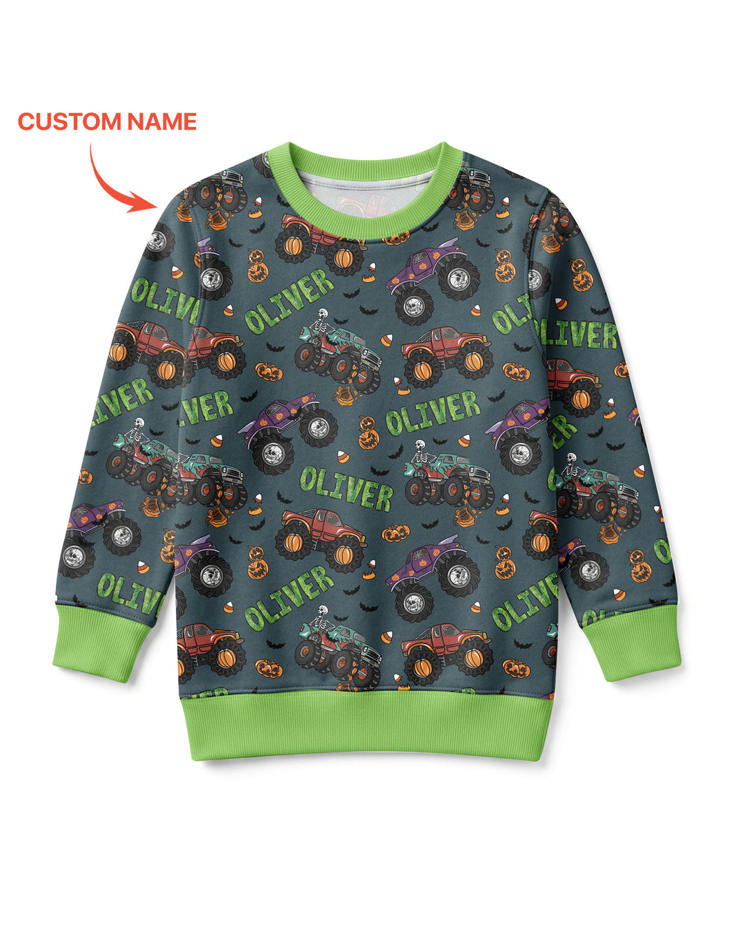 Custom Name Haunted Monster Trucks Bamboo Crewneck Sweatshirt