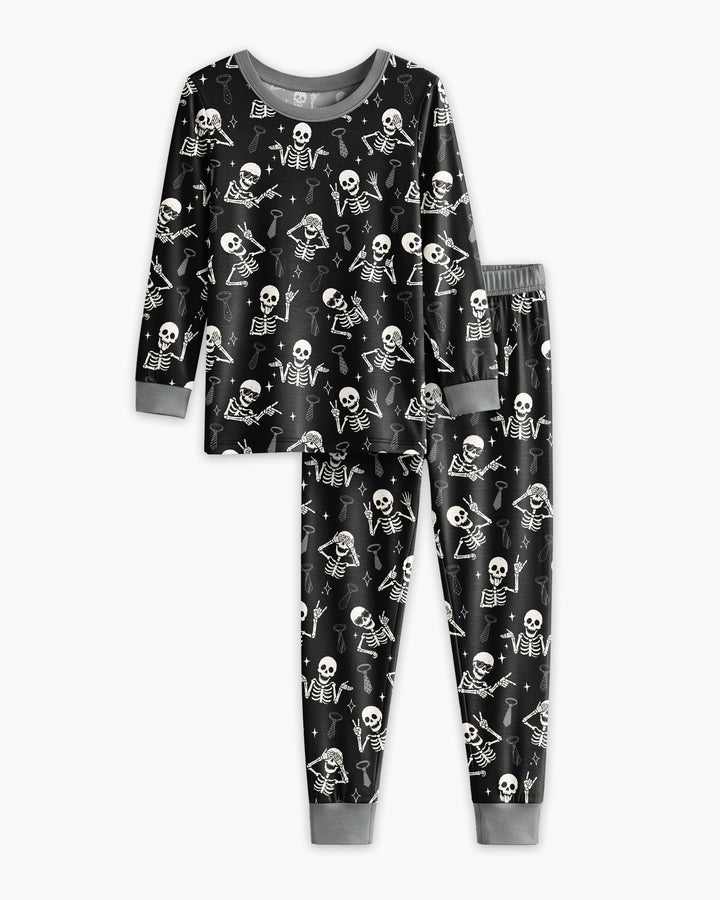 Funny Skeleton Bamboo Two Piece Long Sleeve Pajama Set