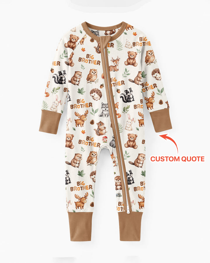 Custom Quote Woodland Animal Matching Sibling Bamboo Convertible Zippy