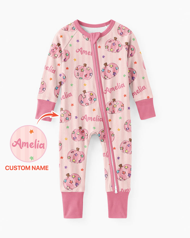 Colorful Star Pumpkin Custom Name Bamboo Convertible Zippy