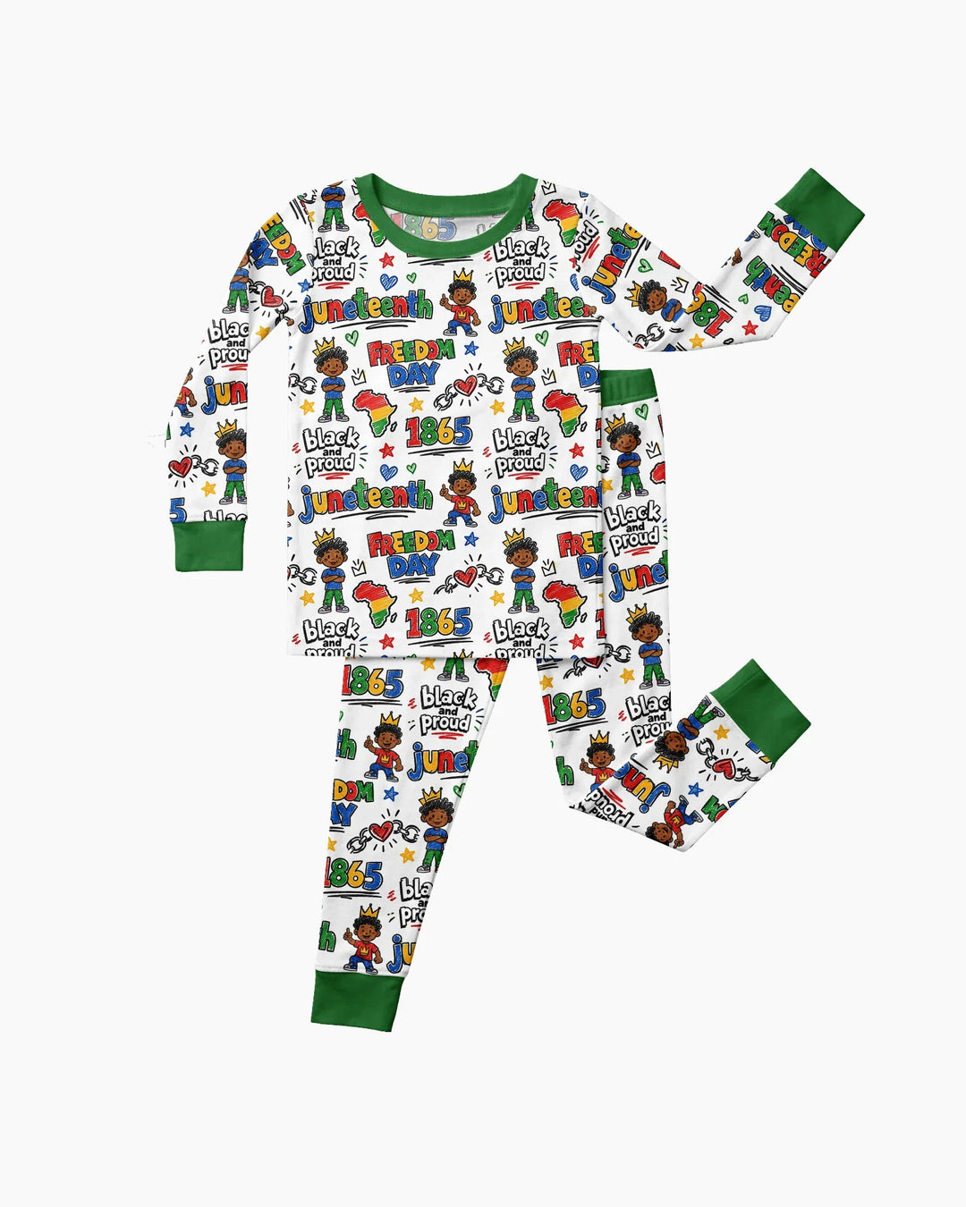 Juneteenth Black and Proud Bamboo Two Piece Long Sleeve Pajama Set