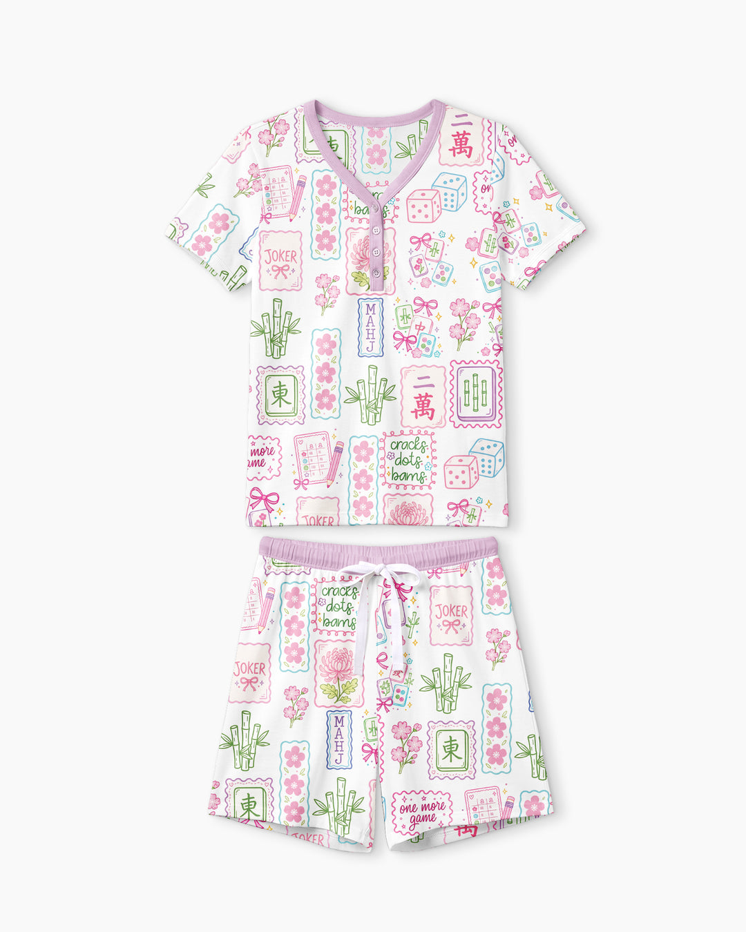Cracks, Dots & Bams Mommy & Me Matching Bamboo Women Short Sleeve Short Pajama Set