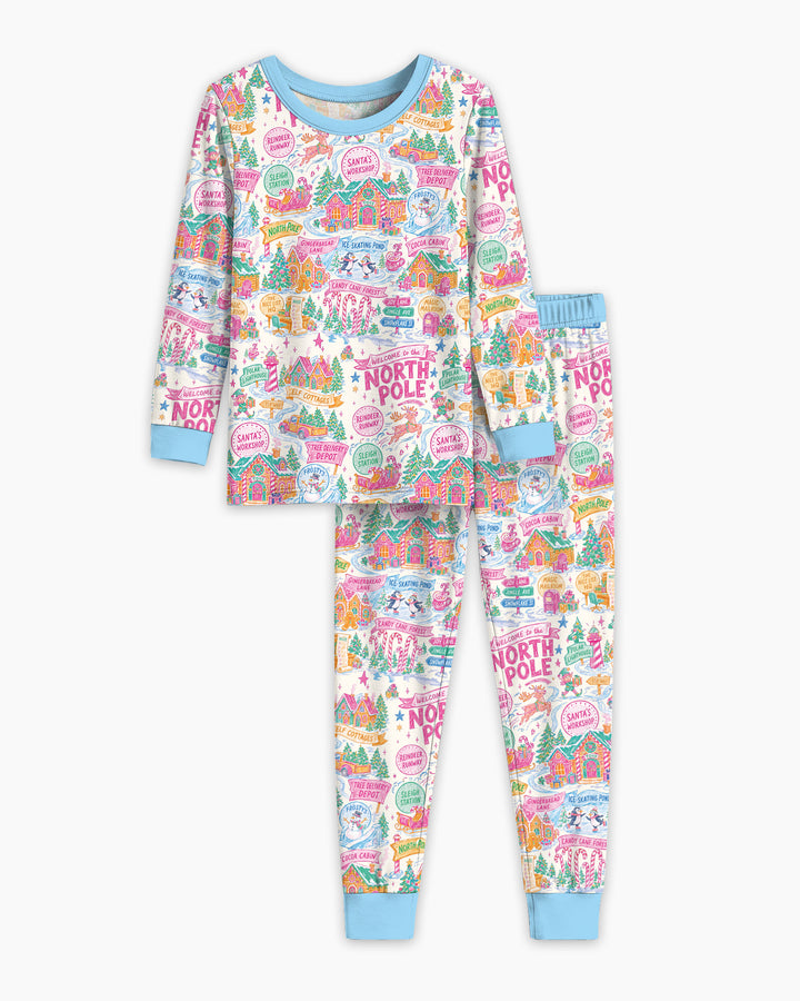 Pink North Pole Wonderland Bamboo Two Piece Long Sleeve Pajama Set