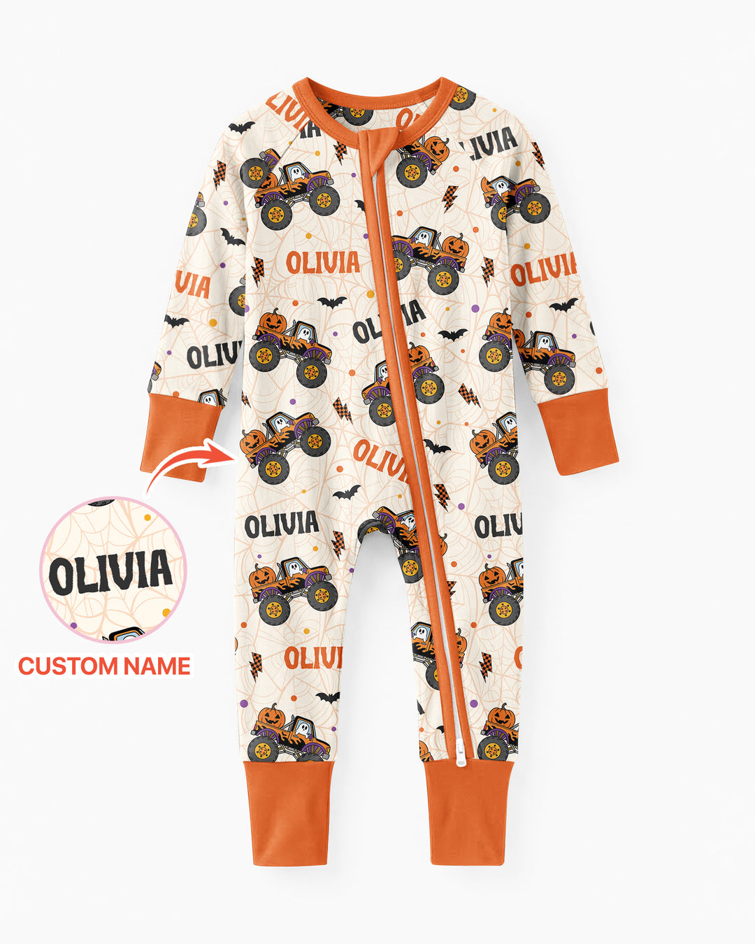 Custom Name Halloween Monster Truck Bamboo Convertible Zippy