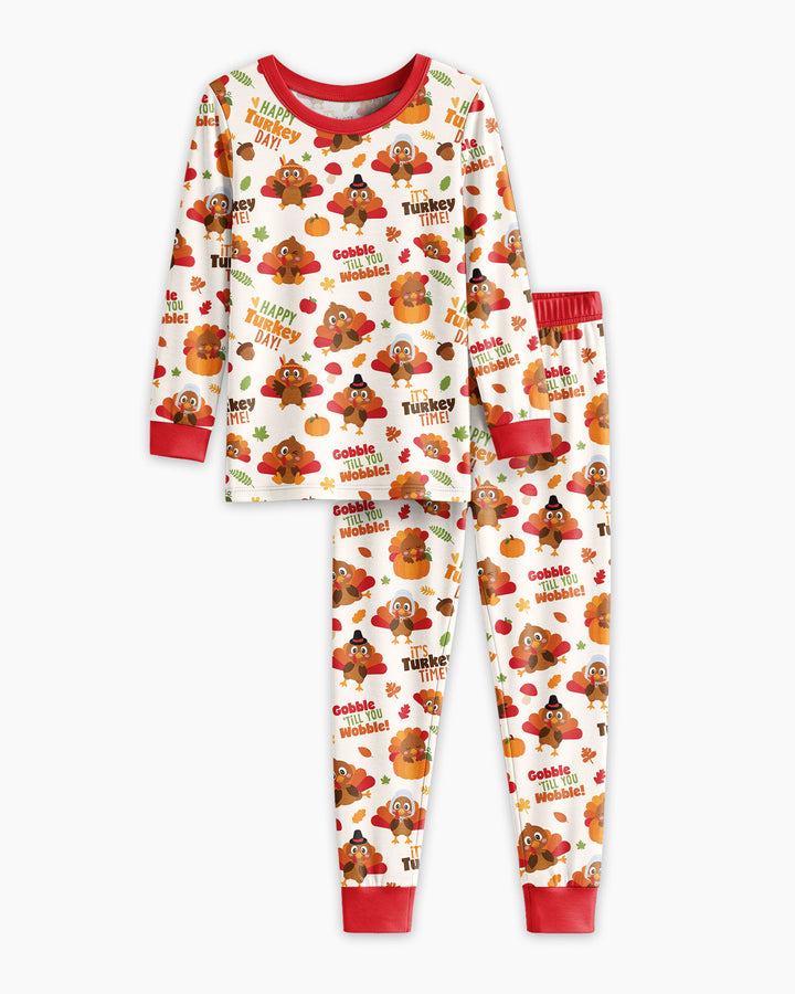 Happy Turkey Day Bamboo Two Piece Long Sleeve Pajama Set