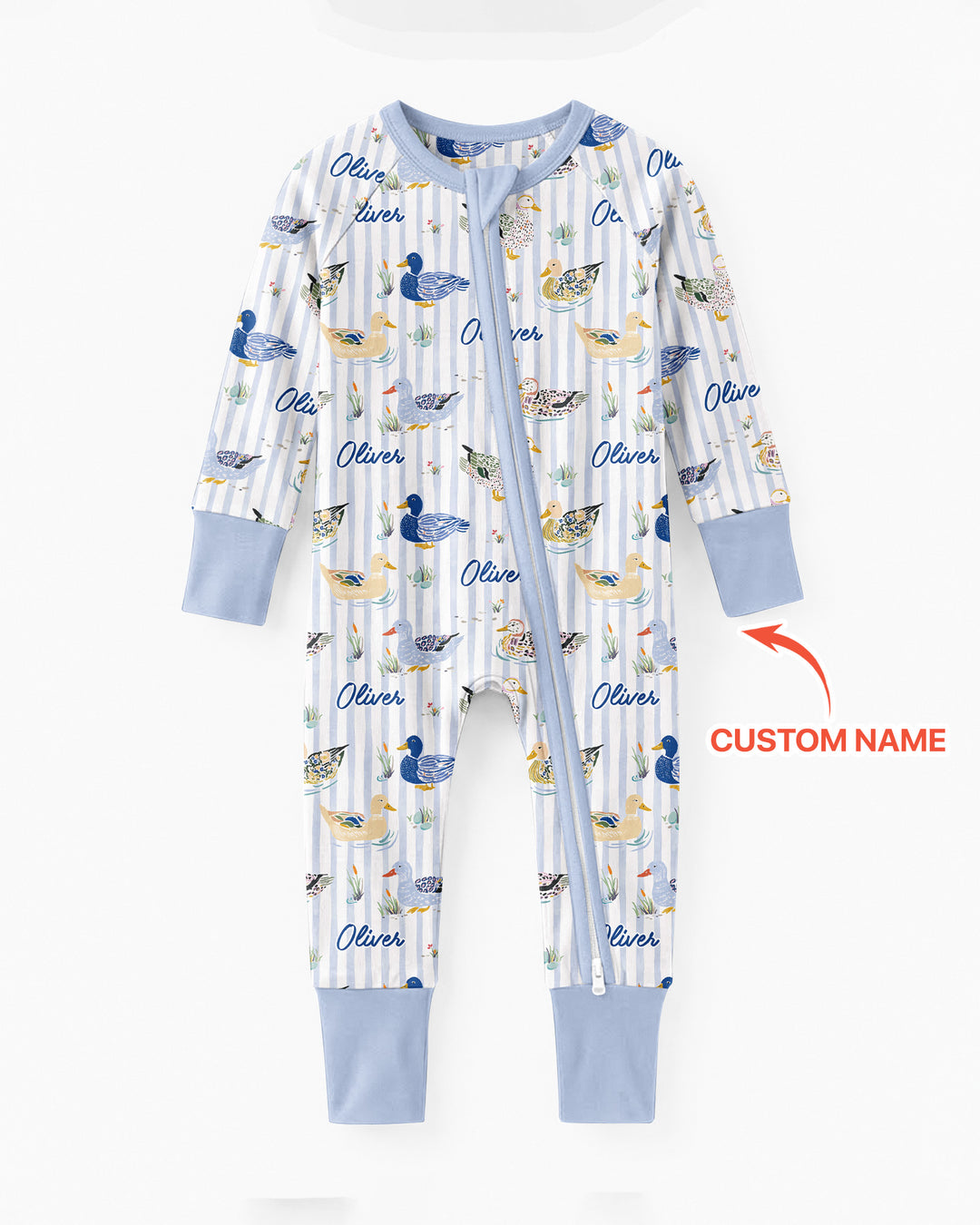 Whimsical Duck Custom Name Bamboo Convertible Zippy