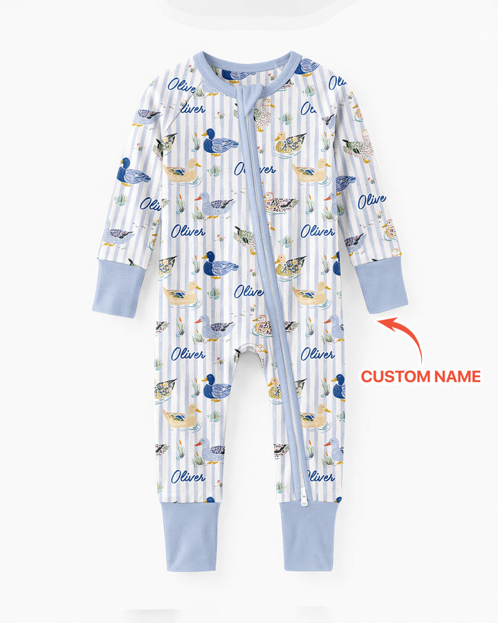 Whimsical Duck Custom Name Bamboo Convertible Zippy