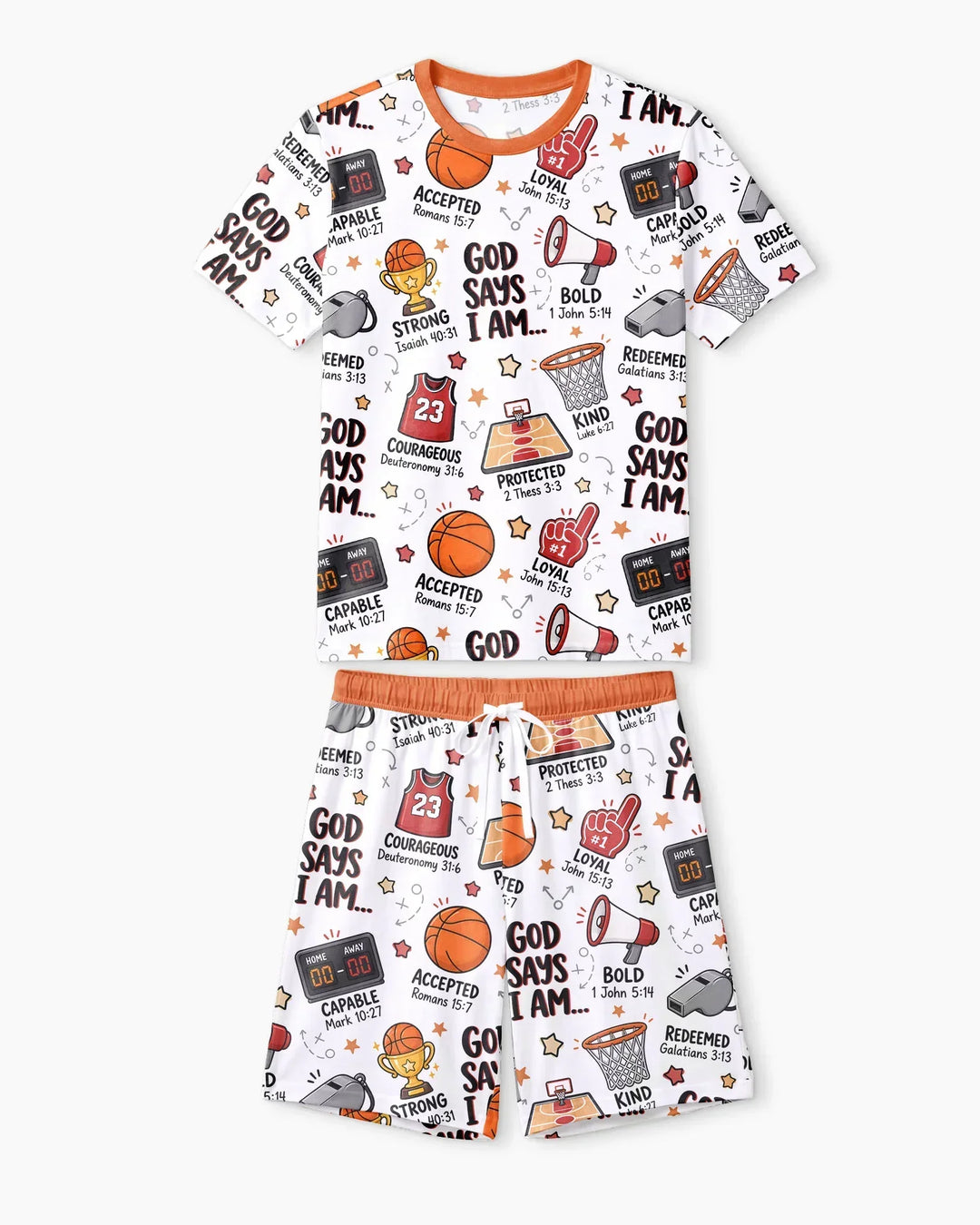 Basketball God Says I Am Bamboo Men Short Sleeve Short Pajama Set