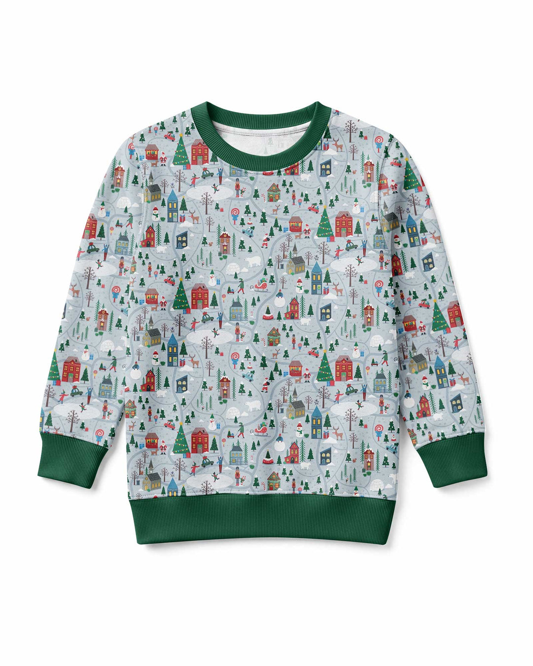Snowy Christmas Village Map Bamboo Crewneck Sweatshirt