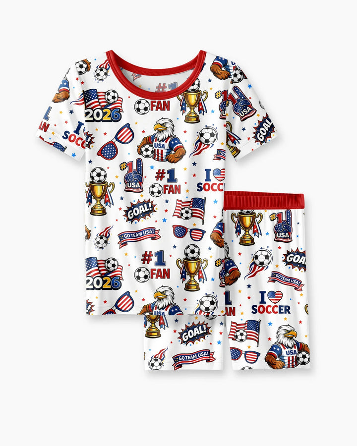 USA Soccer 2026 Party Bamboo Two Piece Short Sleeve Shorts Pajama Set
