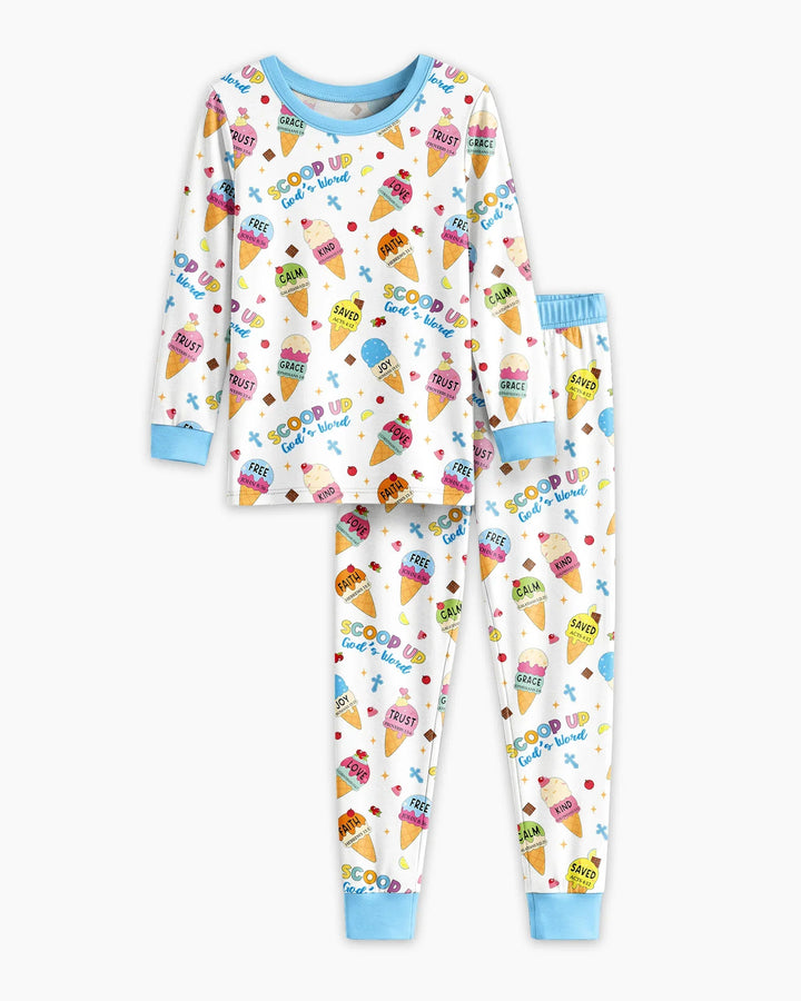 Ice Cream Summer Christian Bamboo Two Piece Long Sleeve Pajama Set