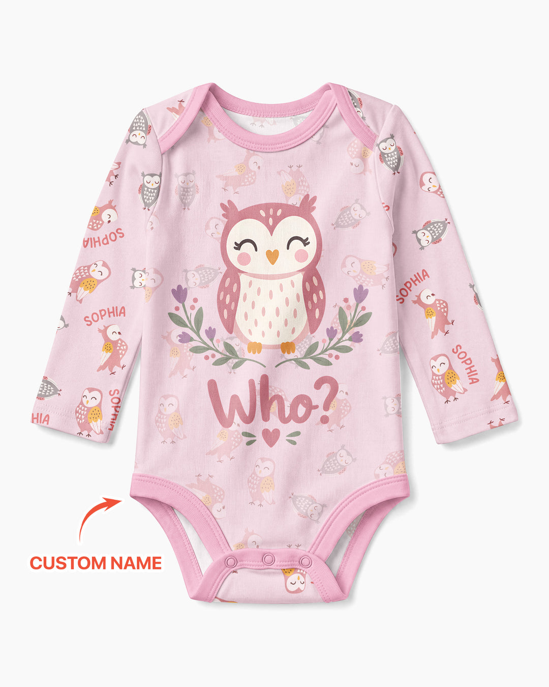 Custom Name Twin Owl Who's Who Bamboo Bodysuit