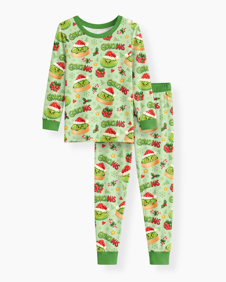 Grinchmas Dumpling Bamboo Two Piece Long Sleeve Pajama Set