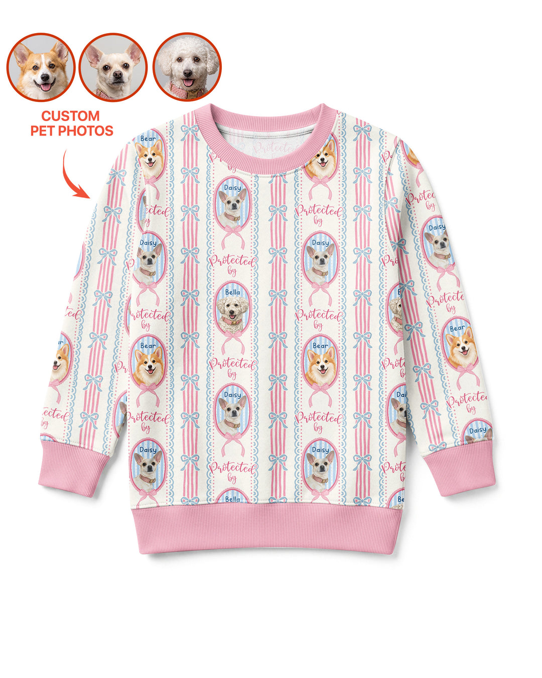Custom Coquette Pet Photo Little Protector Bamboo Crewneck Sweatshirt