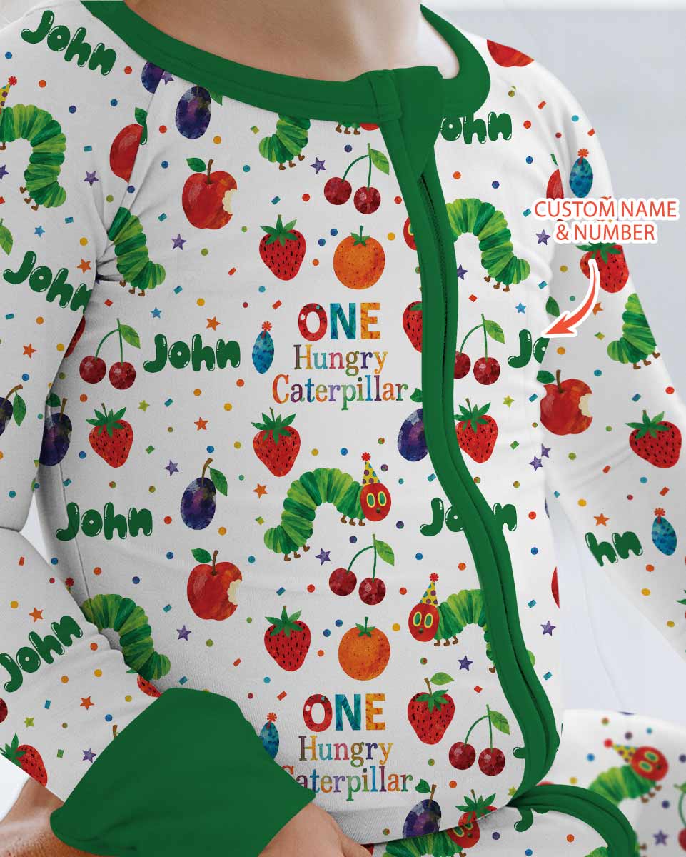 Custom Name And Age Hungry Caterpillar Bamboo Convertible Zippy