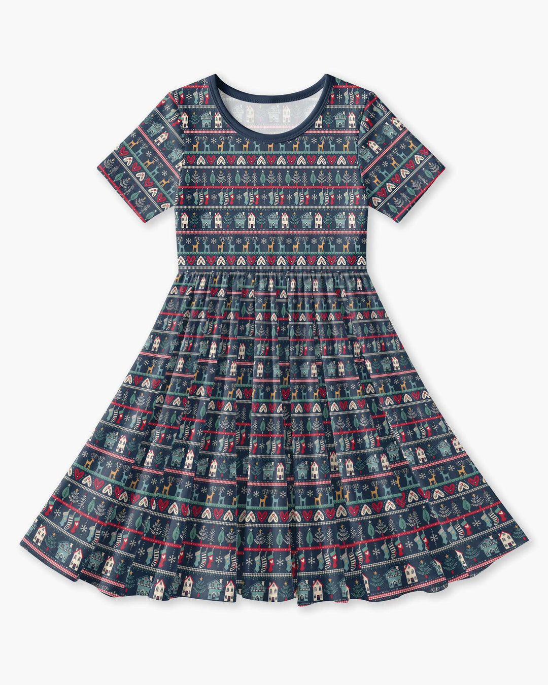 Vintage Nordic Christmas Bamboo Twirl Dress