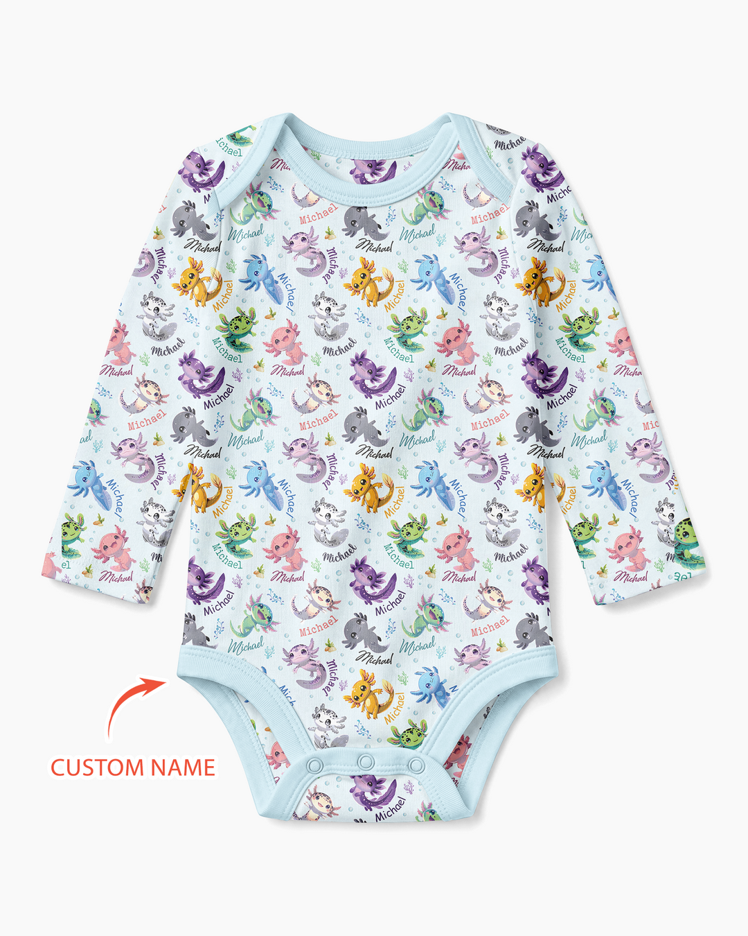 I Love You Axolotl Custom Name Bamboo Bodysuit