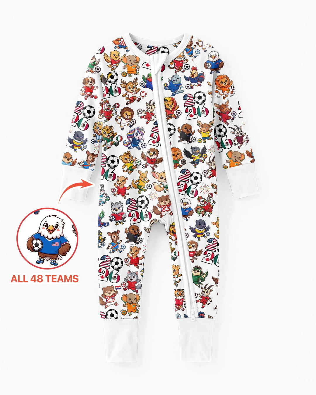 Kawaii Animals Soccer Tour 2026 Family Matching Bamboo Convertible Zippy