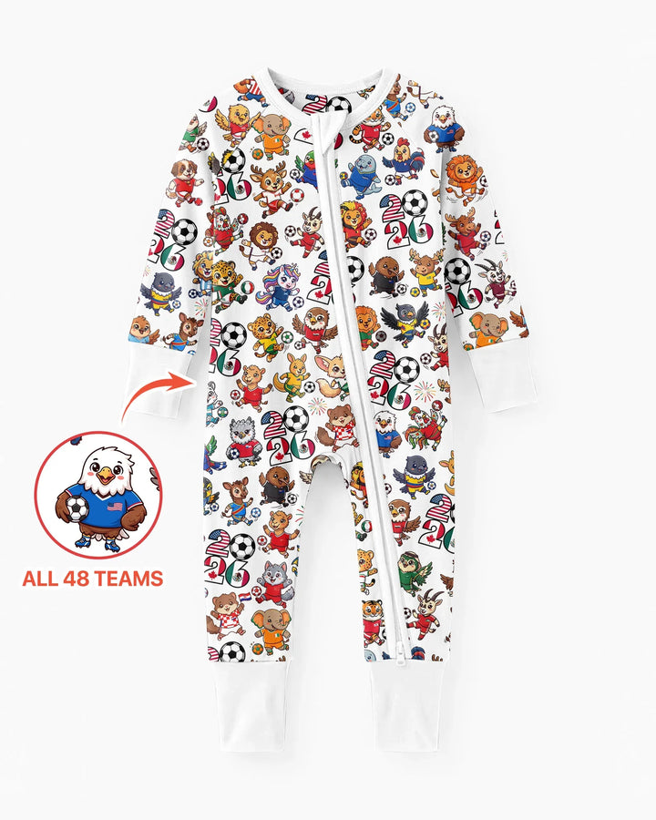 Kawaii Animals Soccer Tour 2026 Family Matching Bamboo Convertible Zippy