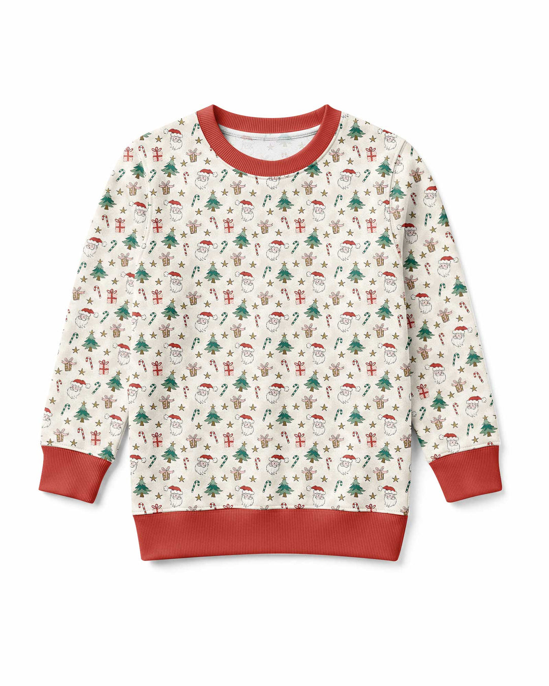 Vintage Santa Christmas Doodles Bamboo Crewneck Sweatshirt