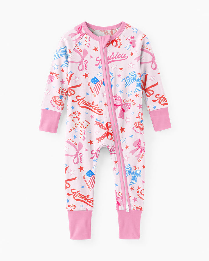 Pink Girly Patriotic Bamboo Convertible Zippy