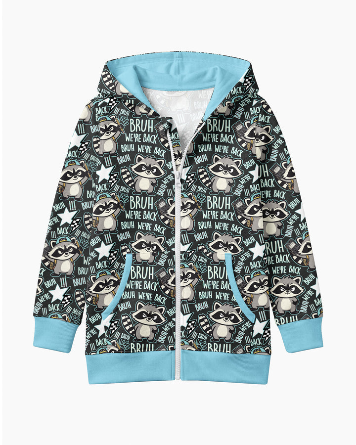 Bruh We're Back Raccoon Bamboo Zip Hoodie