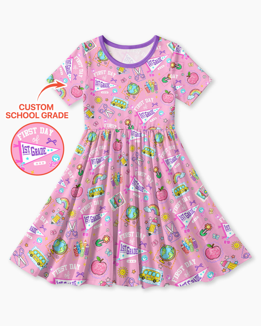 Custom Grade Girls School First Day Bamboo Twirl Dress