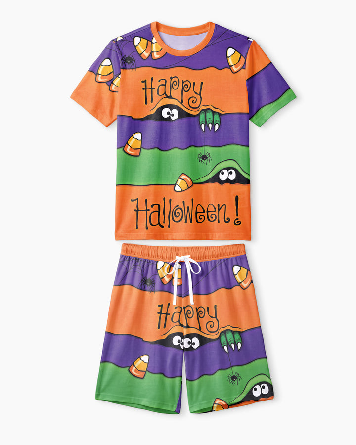 Happy Halloween Bamboo Men Short Sleeve Short Pajama Set