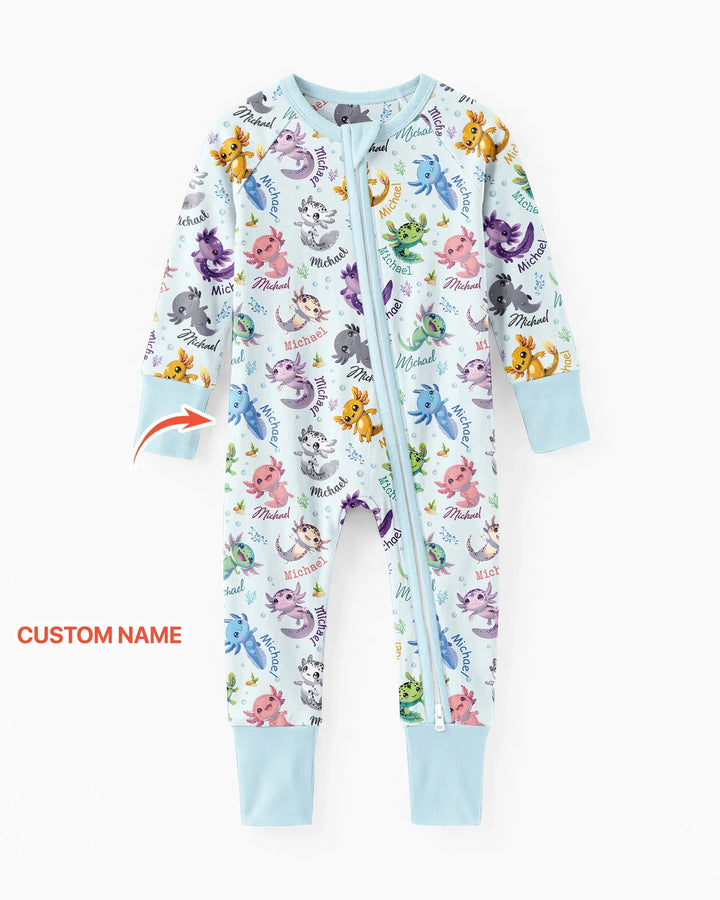 I Love You Axolotl Custom Name Bamboo Convertible Zippy