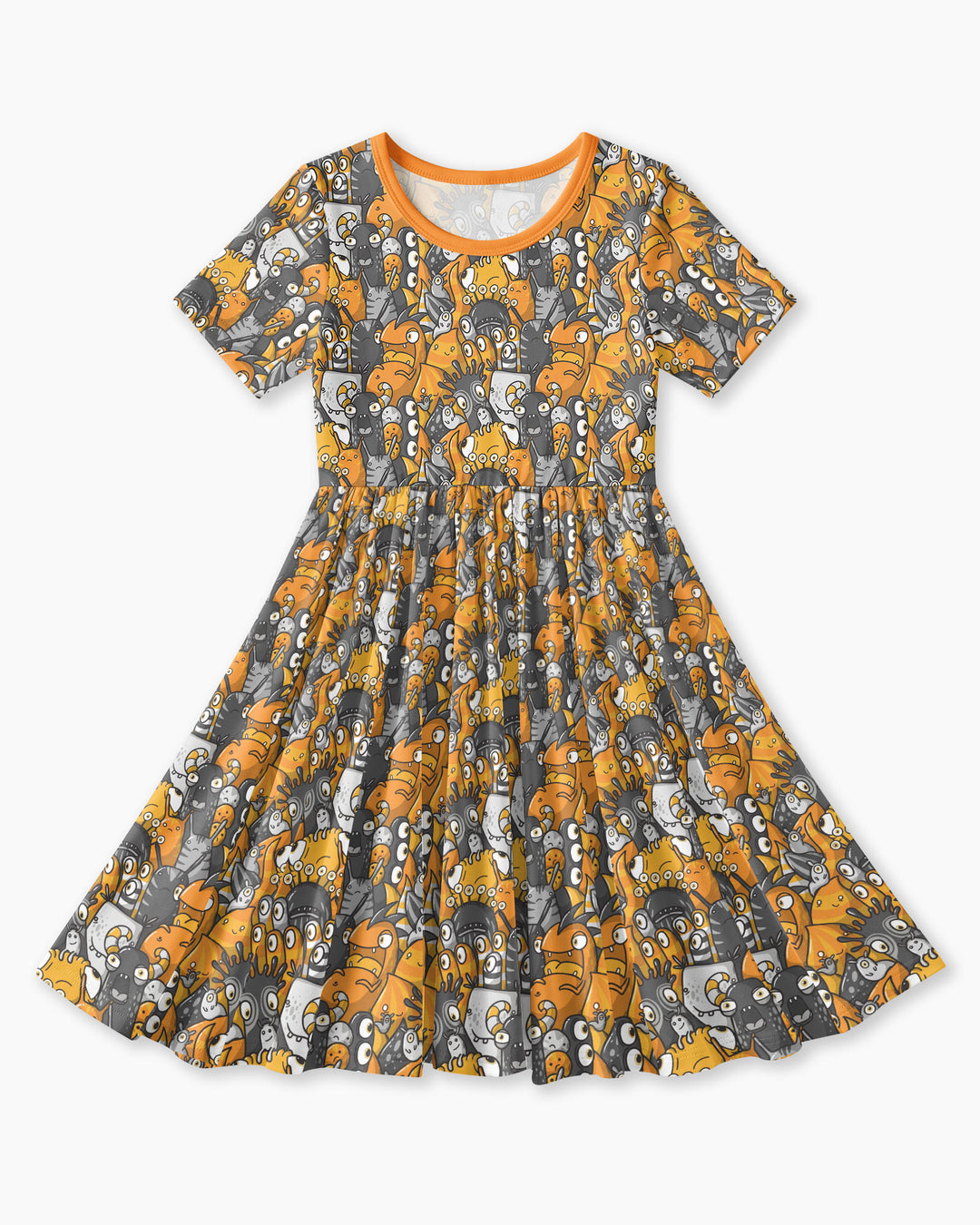 Colorful Doodle Monster Friends Bamboo Twirl Dress