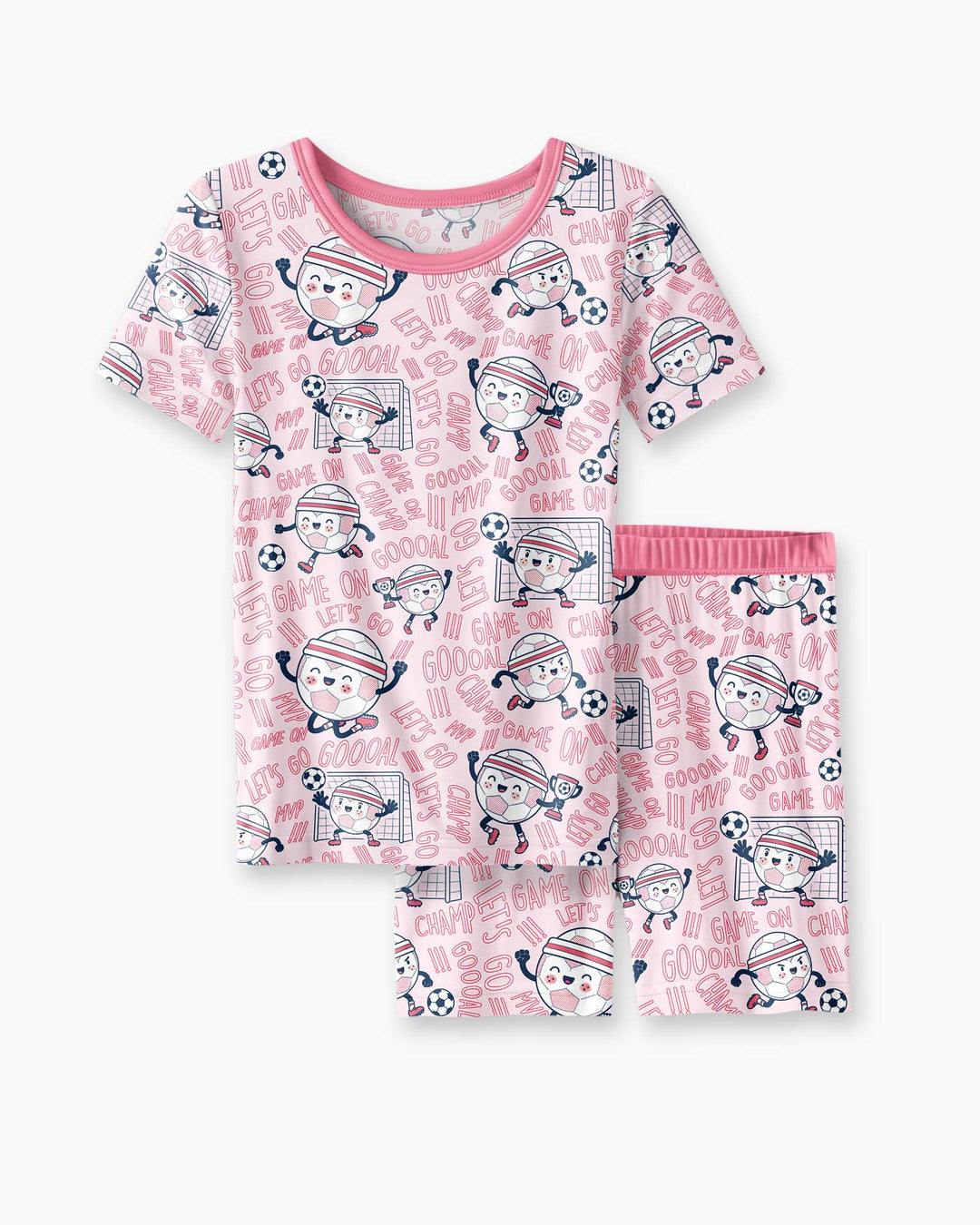 Happy Soccer Ball Family Matching Bamboo Two Piece Short Sleeve Shorts Pajama Set