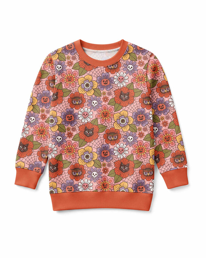 70s Halloween Floral Bamboo Crewneck Sweatshirt