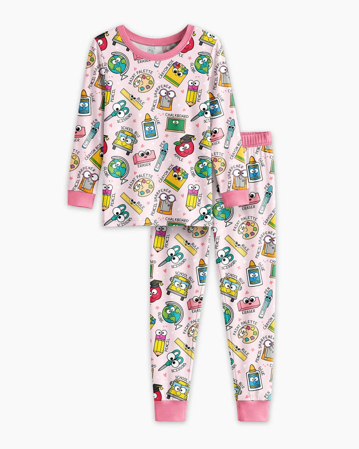 Happy School Pals  Bamboo Two Piece Long Sleeve Pajama Set