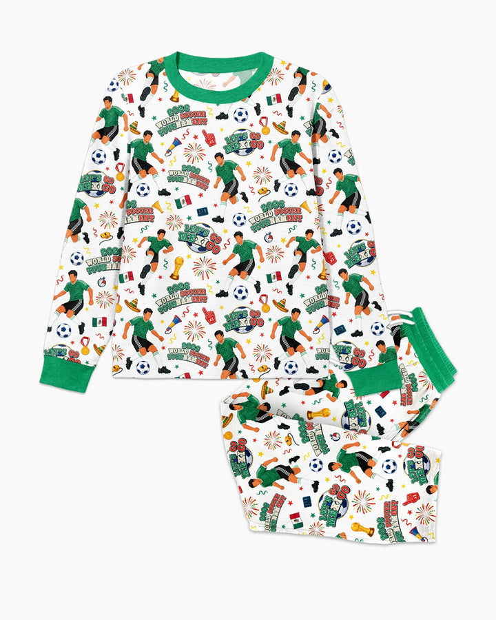 World Soccer Tournament Let's Go Mexico Family Matching Bamboo Men's Pajama Set