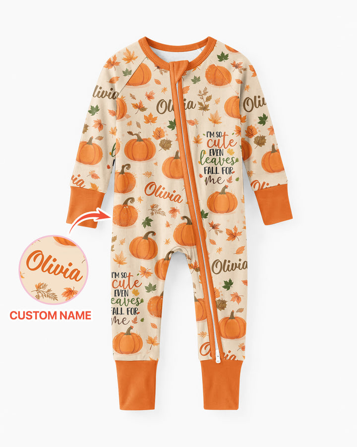 Custom Name I'm So Cute Even Leaves Fall for Me Bamboo Convertible Zippy