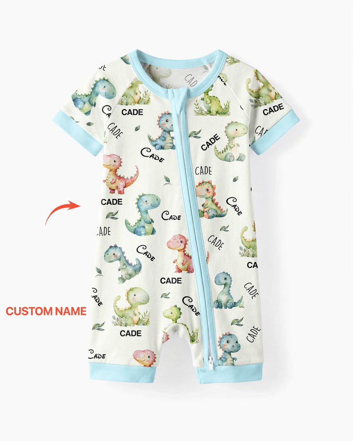 Dinosaur Custom Name Bamboo Shorty Zippy