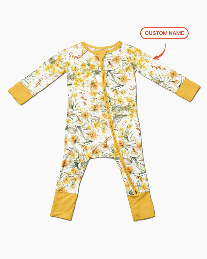 Custom Name Birth Month Flowers Bamboo Convertible Zippy