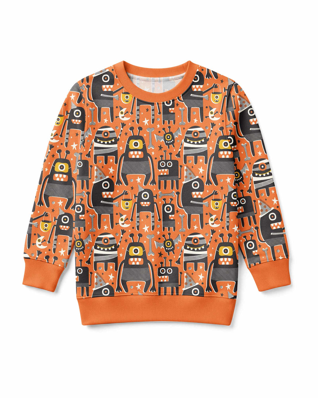 Mid Century Halloween Monster Toss Bamboo Crewneck Sweatshirt