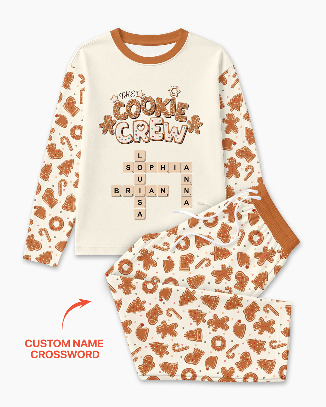Custom Crossword Cookie Crew Bamboo Men's Pajama Set